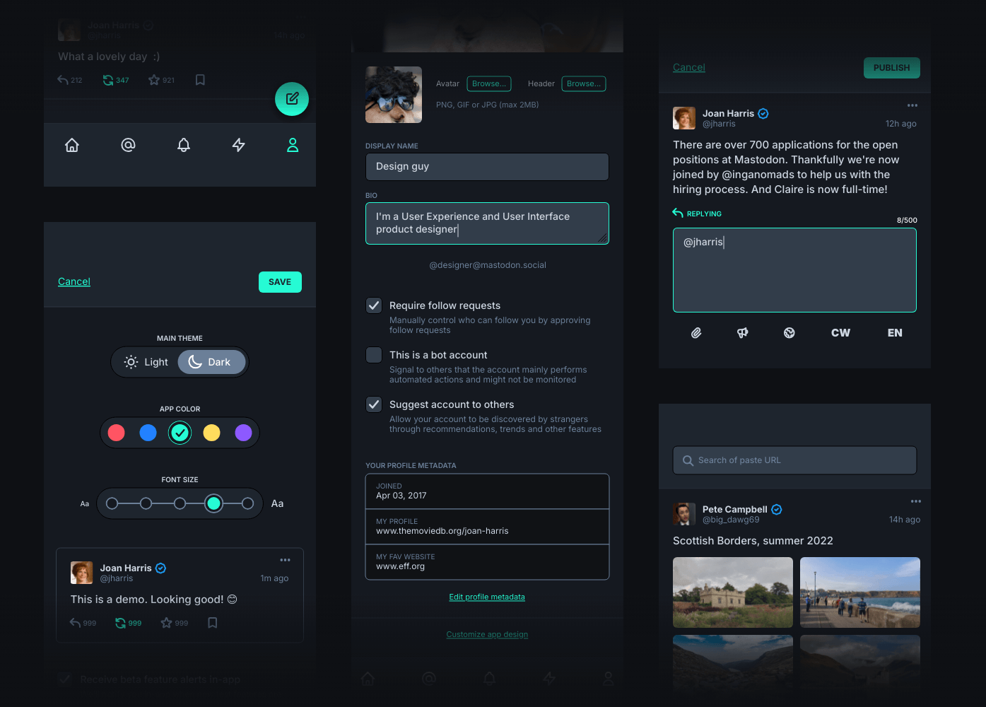 Mobile social media app design